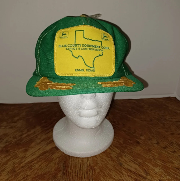 Vintage Ellis County Equipment Inc John Deere Trucker Snapback Cap Hat Patch. Se - Picture 2 of 6